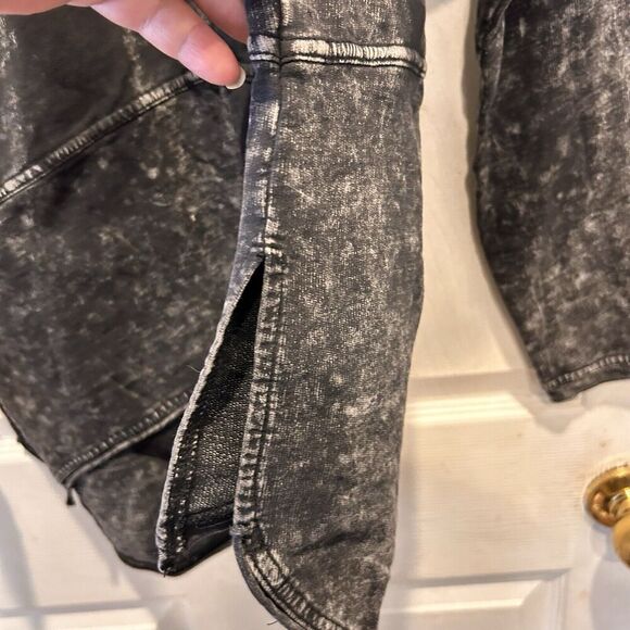 Rebecca Elliot Black Tie Dye Sweatshirt High Low Tunic Cotton Lagenlook Large - Picture 7 of 7